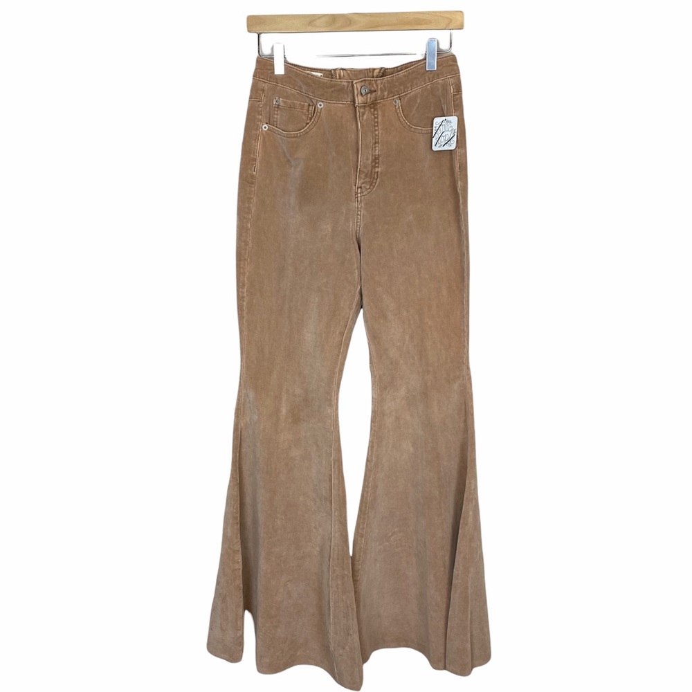 Free People CRVY Cord Lace Up Back Flare Jeans Size 34 - Picture 4 of 10